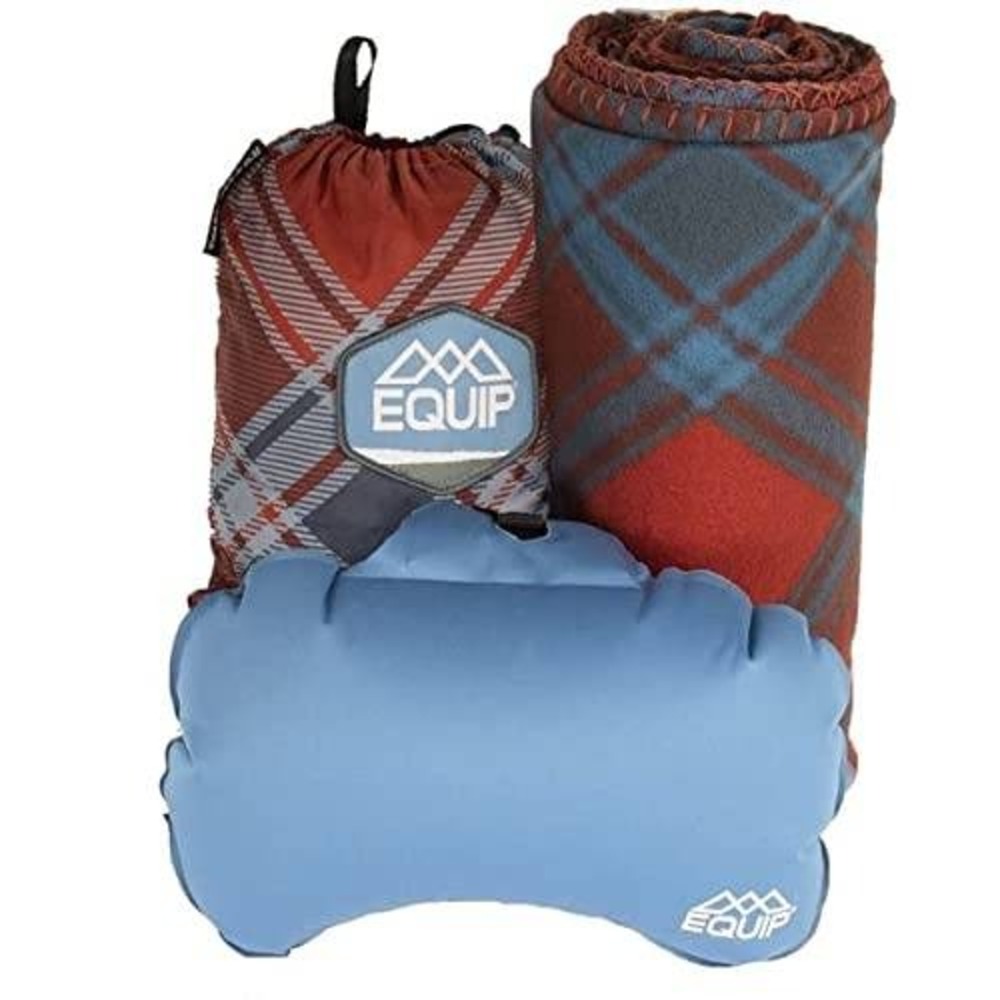 Equip Hammock Bundle Unisex 108x56 Blue Orange New Plaid Fleece Blanket Pillow